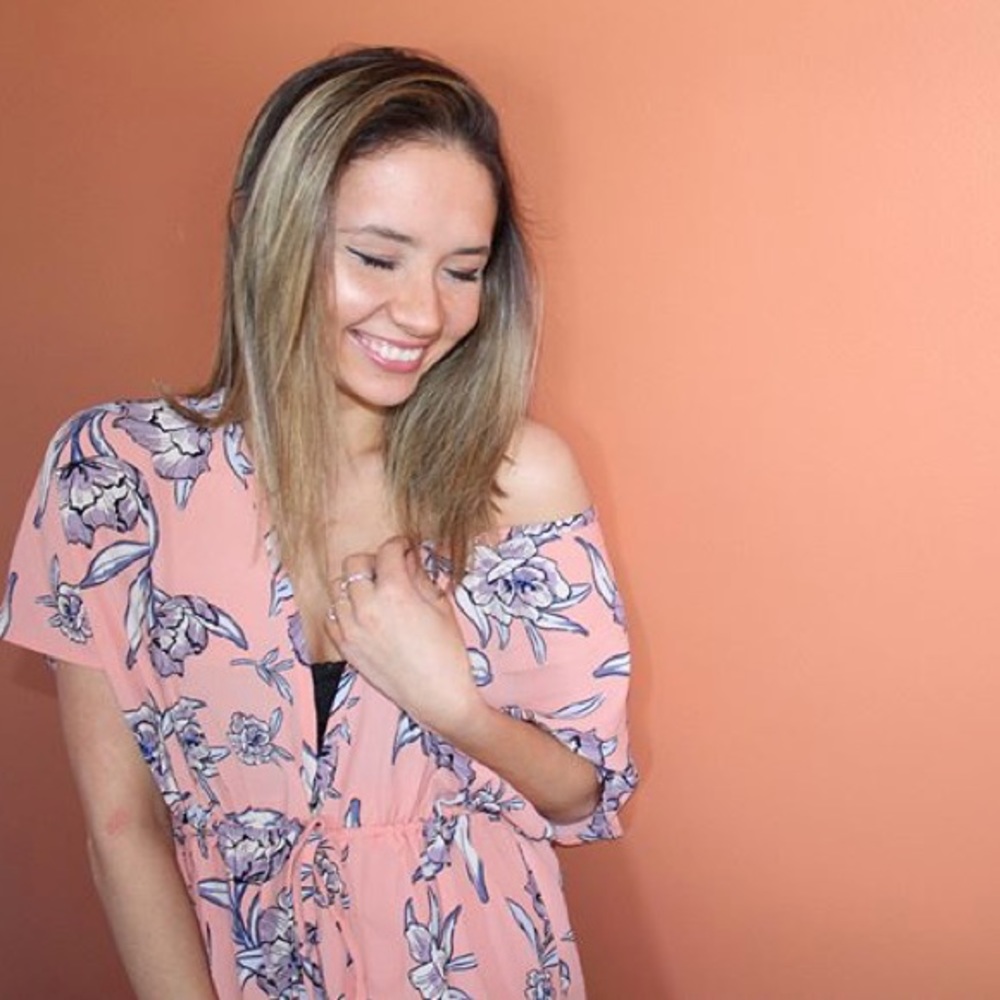 Pink Floral Summer Beach Romper - Picture 3 of 3